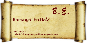 Baranya Enikő névjegykártya